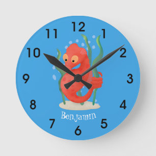 Cute pygmy seahorse cartoon ronde klok