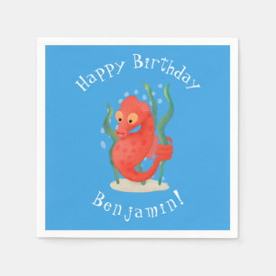 Cute pygmy seahorse cartoon servet