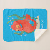 Cute pygmy seahorse cartoon sherpa deken (Voorkant (horizontaal))