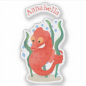 Cute pygmy seahorse cartoon sticker (Voorkant)