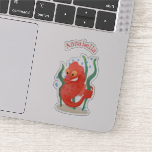 Cute pygmy seahorse cartoon sticker