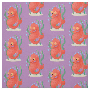 Cute pygmy seahorse cartoon stof