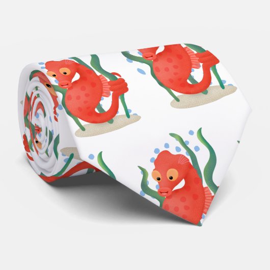 Cute pygmy seahorse cartoon stropdas (Opgerold)