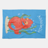 Cute pygmy seahorse cartoon theedoek (Horizontaal)