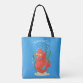 Cute pygmy seahorse cartoon tote bag (Achterkant)