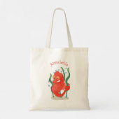 Cute pygmy seahorse cartoon tote bag (Achterkant)