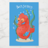 Cute pygmy seahorse cartoon voedselcontainer etiket (Enkel label)