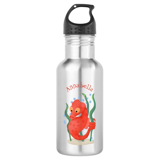 Cute pygmy seahorse cartoon waterfles (Voorkant)