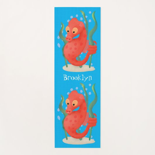 Cute pygmy seahorse cartoon yogamat (Voorkant)
