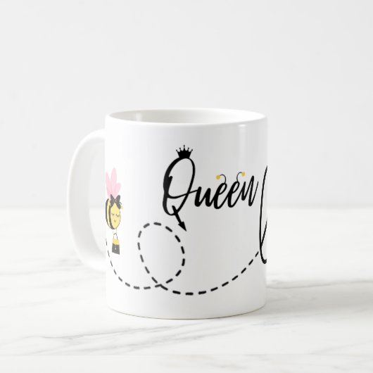 Cute Queen Bee Custom Name Koffiemok (Voorkant links)