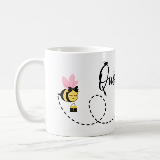 Cute Queen Bee Custom Name Koffiemok (Links)