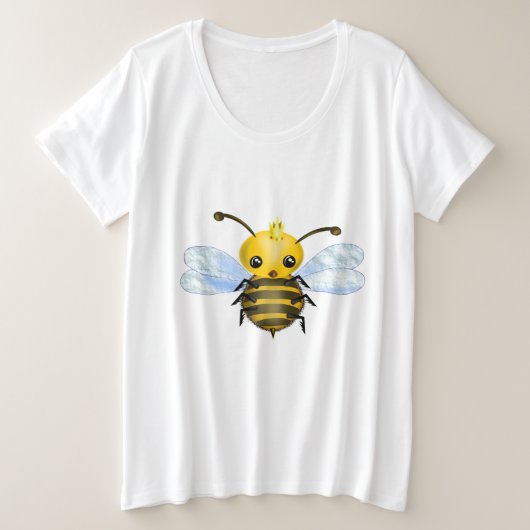 Cute Queen Bee Grote Maat T-shirt (Design voorkant)