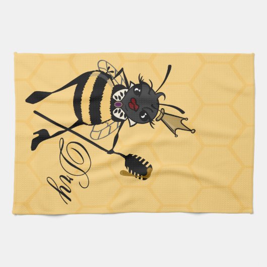 CUTE QUEEN BEE HONEYCOMB KITCHEN TOWEL THEEDOEK (Horizontaal)