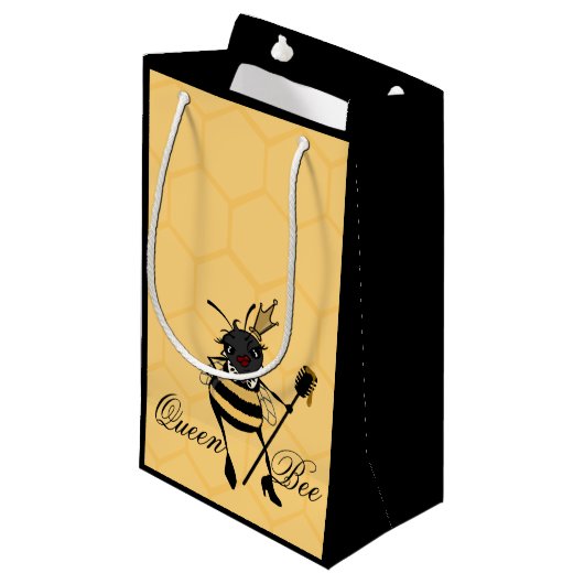 CUTE QUEEN BEE MET HONEYCOMB SMALL MATTE GIFT BAG KLEIN CADEAUZAKJE (Voorkant Gekanteld)