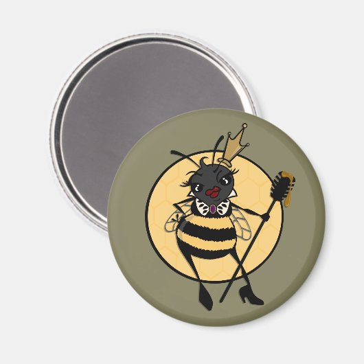 CUTE QUEEN BEE ROUND MAGNET (Voorkant / Achterkant)
