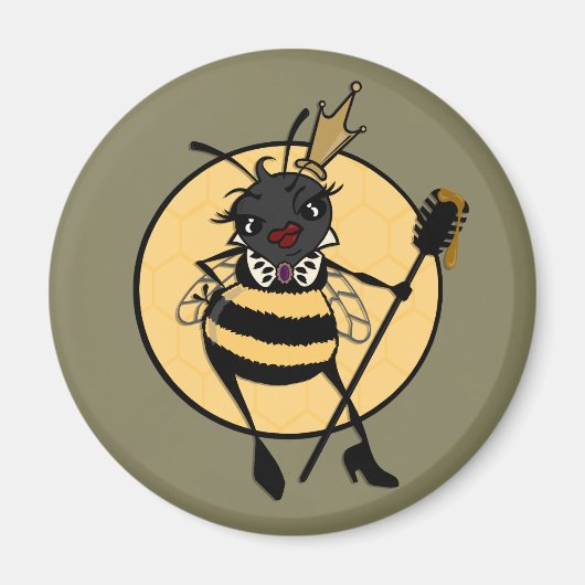 CUTE QUEEN BEE ROUND MAGNET (Voorkant)