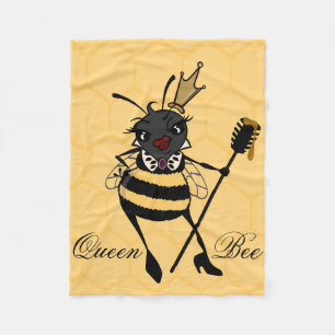 CUTE QUEEN BEEN MET HONEYCOMB FLEECE BLANKET DEKEN