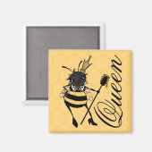 CUTE QUEEN BEI MET HONEYCOMB SQUARE MAGNET (Voorkant / Achterkant)