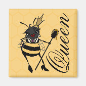 CUTE QUEEN BEI MET HONEYCOMB SQUARE MAGNET (Voorkant)