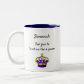Cute Queen Crown Funny Quote Tweekleurige Koffiemok (Links)
