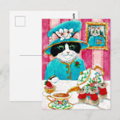 Cute Queen Elizabeth Cat Mouse Tea briefkaart (Voorkant / Achterkant)