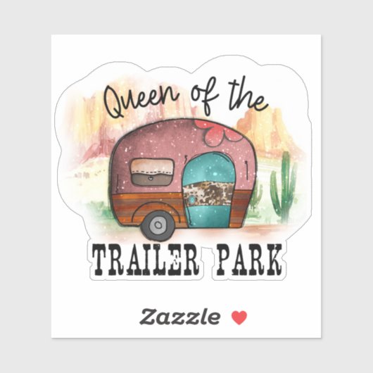 Cute Queen Trailer Park Camper Sticker (Vel)