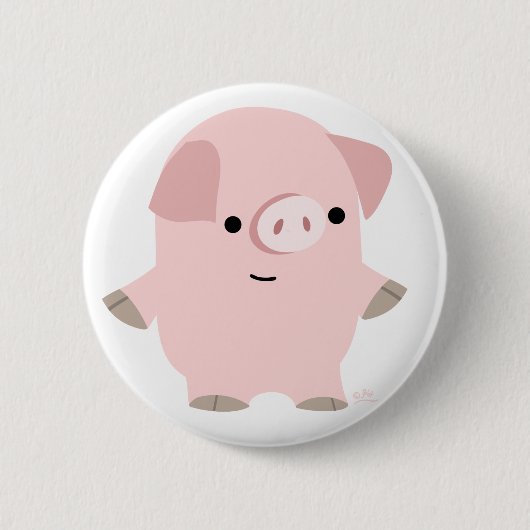 Cute Quiet Cartoon Pig Button Badge (Voorkant)