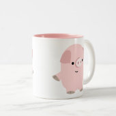 Cute Quiet Cartoon Pig Tweekleurige Koffiemok (Voorkant rechts)
