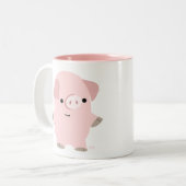 Cute Quiet Cartoon Pig Tweekleurige Koffiemok (Voorkant links)