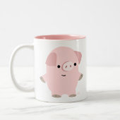 Cute Quiet Cartoon Pig Tweekleurige Koffiemok (Links)
