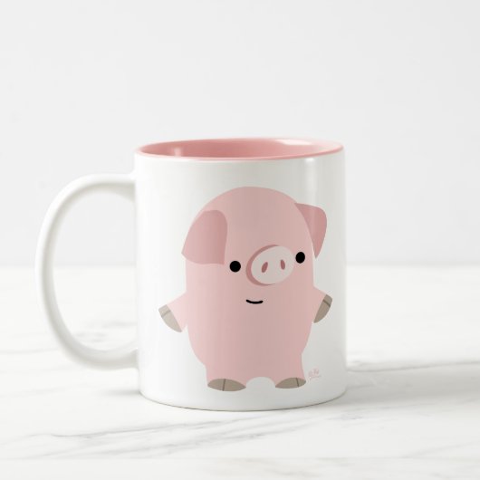 Cute Quiet Cartoon Pig Tweekleurige Koffiemok (Links)