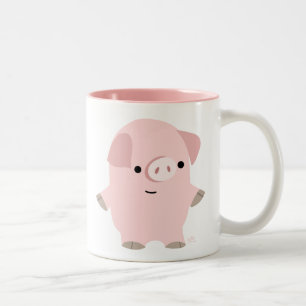 Cute Quiet Cartoon Pig Tweekleurige Koffiemok