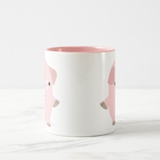 Cute Quiet Cartoon Pig Tweekleurige Koffiemok (Center)