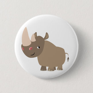 Cute Quiet Cartoon Rhino Ronde Button 5,7 Cm