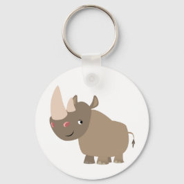 Cute Quiet Cartoon Rhino Sleutelhanger