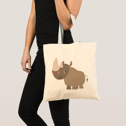 Cute Quiet Cartoon Rhino Tote Bag (Voorkant (product))