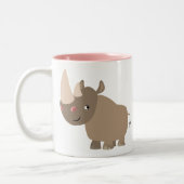 Cute Quiet Cartoon Rhino Tweekleurige Koffiemok (Links)
