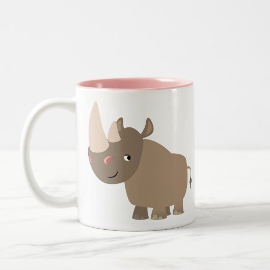 Cute Quiet Cartoon Rhino Tweekleurige Koffiemok (Links)
