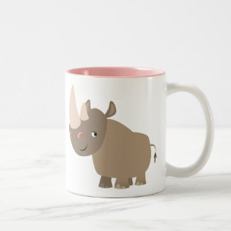 Cute Quiet Cartoon Rhino Tweekleurige Koffiemok