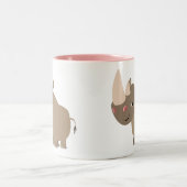 Cute Quiet Cartoon Rhino Tweekleurige Koffiemok (Center)