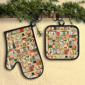 Cute Quilt Patchwork Christmas Ovenwant & Pannenlap Set