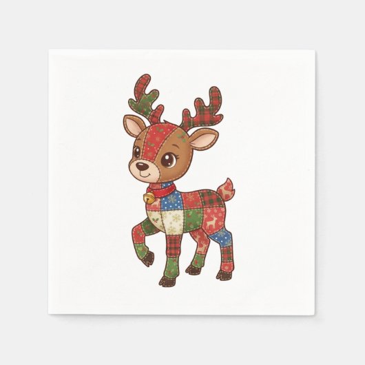 Cute Quilted Patchwork Reindeer | Christmas Holida Servet (Voorkant)