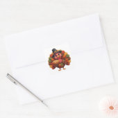 Cute Quilted Patchwork Turkey | Pilgrim Hat Pie Vierkante Sticker (Envelop)