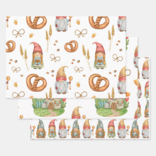 Cute Quirky Baking Holiday Kerstgnomen Inpakpapier Vel