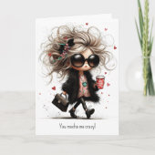 Cute Quirky Coffee Pun Mocha Me Crazy Valentine's  Feestdagen Kaart (Voorkant)