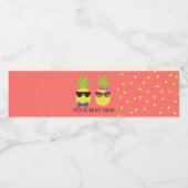 Cute quirky exotic tropical Beach pretanananassen Waterfles Etiket (Enkel label)