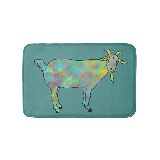 Cute Quirky Goat Colorful Funny Funky Animal Art Badmat (Voorkant)