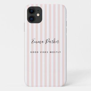 Cute Quirky Humor Girl Name Good Vibes Pink Stripe Case-Mate iPhone Case