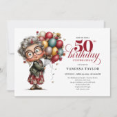 Cute quirky lady turning 50 humorous birthday card kaart (Voorkant)