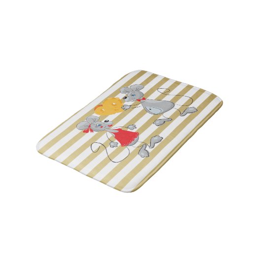 Cute Quirky Whimsical Mouses-Stripes Badmat (Gekanteld)